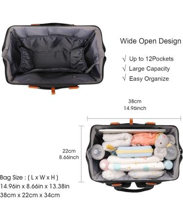 Pomelo Embossed Black Baby Changing Bag with Pram Clips and Changing Mat - Mom and Dad's Ultimate Essential - Buy Online on SooperMarket.com