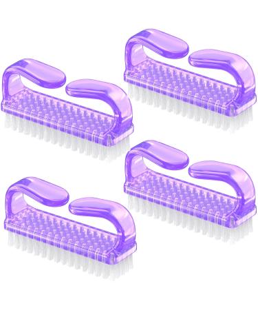 Handle Grip Nail Brush Larbois Hand Fingernail Brush Cleaner Scrubbing Kit Pedicure for Toes and Nails Men Women (4 Pack) (Color-6)