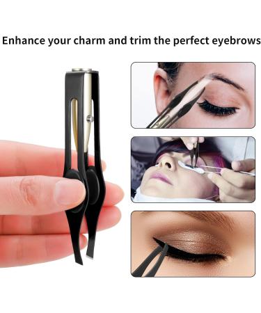 Fuyamp 2Pcs LED Lighted Tweezers Set - Stainless Steel Precision Tools for Hair Removal, Eyebrows, and Eyelashes - Perfect for Men and Women (Black+Blue) - Buy Online on SooperMarket.com