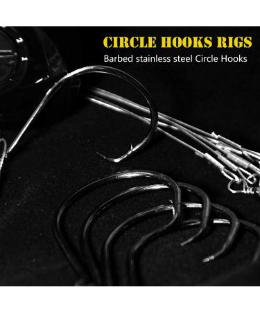 SEAOWL Saltwater Steel Circle Hook Rigs 24pcs 5/0-12-45lb - Octopus Offset Fishing Hooks Leader Wire for Catfish Bass - Buy Online on SooperMarket.com