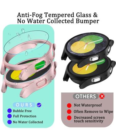 Samsung Galaxy Watch 5/4 40mm Screen Protector Case 6+6Pack - Bubble Free Tempered Glass Film + Waterproof Bumper - Black/Rose Gold/Pink/Silver/Leopard/Clear - Buy Online on SooperMarket.com