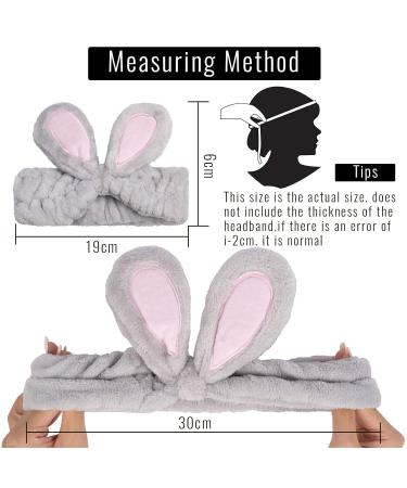 Whaline 4 Pack Easter Rabbit Ear Makeup Headband Set for Women - Coral Fleece Elastic Head Wrap for Party, Beauty Shower - Blue, White, Gray, Purple - Buy Online on SooperMarket.com