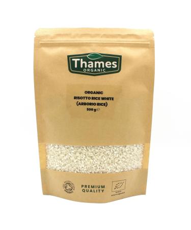 Organic Risotto Rice - Certified Organic Non-GMO Vegan No Additives No Preservatives Resealable Bag by Thames Organic 500g