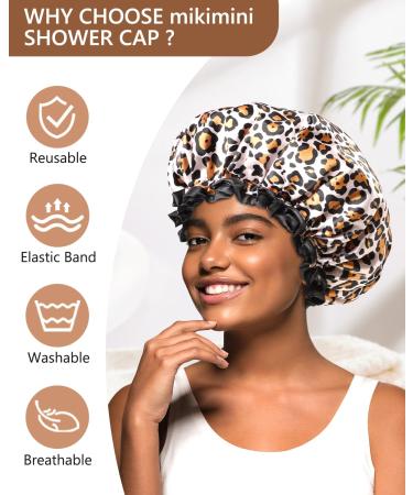 Mikimini Leopard Shower Hoods for Girls - Medium Size 2-Pack Waterproof & Reusable with Black Lace - Buy Online on SooperMarket.com