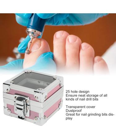 Nail Drill Bits Holder Container 25 Holes Aluminum Alloy Nail Grinding Bits Storage Box Organizer (Pink) - Buy Online on SooperMarket.com