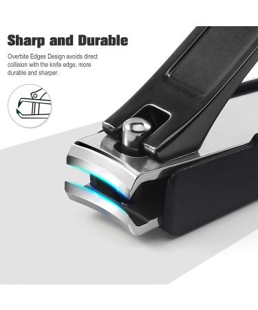 FERYES Nail Clippers Set - Stainless Steel Clippers with Catcher, 2 PCS for Fingernails and Toenails - Includes Black Metal Case - Buy Online on SooperMarket.com