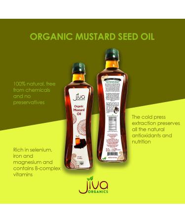 Jiva Organics Organic Mustard Oil 1L - Non-GMO Premium Cold Pressed 33.8 Fl Oz - Buy Online on SooperMarket.com