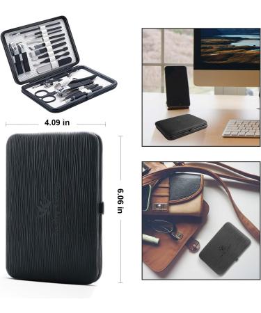 Manicure Set Nail Set Nail Clipper Kit Professional - Stainless Steel Pedicure Set Nail Grooming Kit of 18pcs with Case for Travel (Black) - Buy Online on SooperMarket.com