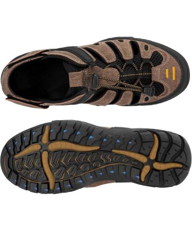 Outpro Men's Premium Sports Sandals - Waterproof Air Padding Hiking & Beach Sandals - EU Size 45 Black/Brown - Buy Online on SooperMarket.com