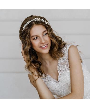 AW BRIDAL Crystal Silver Wedding Headband - Elegant Tiara Headpiece for Bride | Hair Accessories for Women - Buy Online on SooperMarket.com
