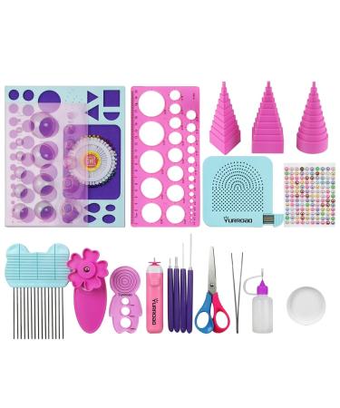 YURROAD 19pcs Beginners Quilling Tools Kit Electric Slotted Quilling Pen Template Board Curling Coach Crimper Comb Filigrana Tools Set