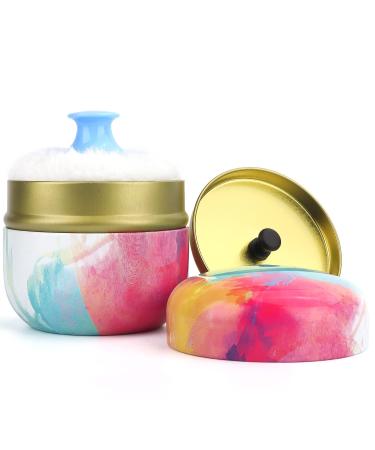 Lionvison baby powder can body powder box with a soft powder -quaste travel container for body powder Home Travel PuderTui for talc powder and loose powder (colorful)