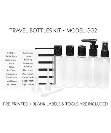 TSA Approved Travel Bottles & Toiletry Bag Set for Airplane - Vacation & Cruise Essentials (Model GG2) - Buy Online on SooperMarket.com