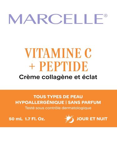 Marcelle Vitamin C + Peptide Collagen & Glow Moisturizer Day & Night Cream Brightening & Smoothing Vegan Cruelty-Free Hypoallergenic Non-Comedogenic Paraben-Free Fragrance-Free 50 mL - Buy Online on SooperMarket.com