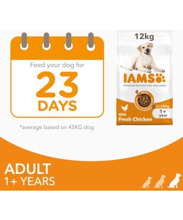 IAMS Complete Dry Dog Food for Adult 1+ Large Breeds with Chicken 12 kg 12 kg (Pack of 1) - Buy Online on SooperMarket.com