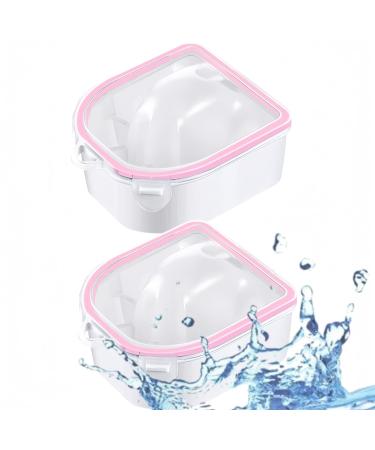 DERDOUT Nail Soaking Bowl Set 2 Pieces Nail Soaking Bowl Nail Spa Bowl Nail Art Remover Soak Soaker Treatment Bowl Used for Manicure Spa Tool (Pink)