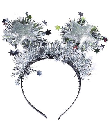 Star Headband Silver Star Hair Loop Five Pointed Star Headband Double Star Accessories Vintage Headband for Women Girls