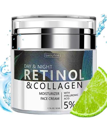 Retinol Face Cream with Collagen Day & Night Face Moisturizer Anti Wrinkle Skin Care Reduces Dark Spots & Fine Lines Firming Cream for Face and Neck Evens Tone 1.76 Fl Oz