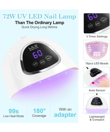 LKE Gel Nail Polish Kit with 72W UV Lamp | 6 Macaron Colors + Top & Base Coat | Manicure DIY Gifts for Women - Buy Online on SooperMarket.com