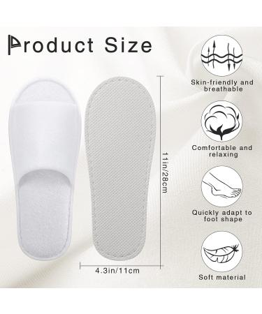 12 Pairs White Disposable Spa Slippers - Open Toe Guest Bridesmaid Travel Slippers - Fits Most Men and Women - Buy Online on SooperMarket.com