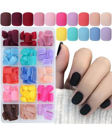 LuckForever 360pc Kids Press On Nails - Matte Short Square Fake Acrylic Fingernails for Girls & Women - Full Cover French Colored Manicure Decor - Buy Online on SooperMarket.com