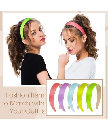Yunsailing 99-Piece Satin Headbands Bulk - Colorful 1 Inch Wide Non-Slip Headbands for Girls DIY Craft - 33 Colors - Buy Online on SooperMarket.com