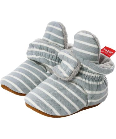 TMEOG Baby Booties Slippers | Newborn First Walking Shoes for Boys & Girls | 0-18 Months | Light Green Striped - Buy Online on SooperMarket.com