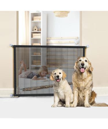 Magic Mesh Dog Gate for Stairs & Doorways | 30 Tall 38 Wide | Stainless Steel Pole Reinforcement - Buy Online on SooperMarket.com