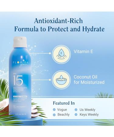 Florida Glow SPF 15 Sunscreen Spray - Broad Spectrum Water Resistant PABA & Oxybenzone Free - Compliant with Hawaii 104 & Florida Keys (5.5 Fl Oz - Buy Online on SooperMarket.com