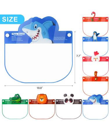 8-Pack Kids' Safety Face Shields - Full Protection Clear Vision Coverings - Reusable Lightweight Design - Cartoon Animals - Boys Girls - Comfortable Fit - Buy Online on SooperMarket.com