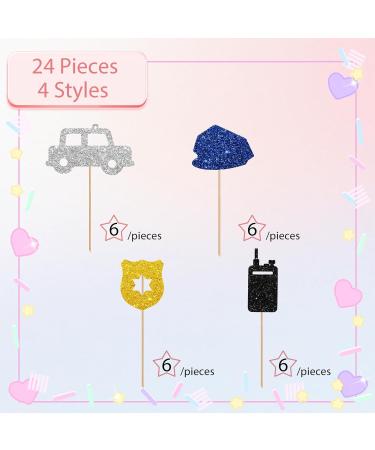 24Pcs Police Cupcake Toppers Police Officer Cupcake Toppers for Boy Colorful Glitter Policemen Cupcake Picks for Baby Shower Police Birthday Party Decoration - Buy Online on SooperMarket.com