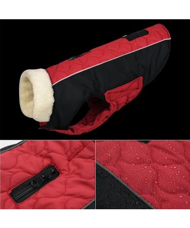 Etechydra Reversible Waterproof Dog Coat Vest with Reflective Trim, Warm Fleece Collar | Red+Black | Small - Buy Online on SooperMarket.com