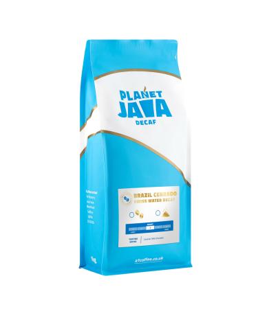 Planet Java Brazilian Cerrado Swiss Water Decaf Full Medium Roast Coffee Beans (1 x 1kg Bag) - 100% Arabica Hand Roasted