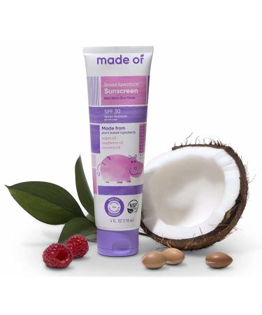 MADE OF Baby Sunscreen Organic SPF 30 - Zinc Oxide, EWG & NSF Organic Rated - Made in USA - 4oz, Fragrance Free - 1-Pack - Buy Online on SooperMarket.com