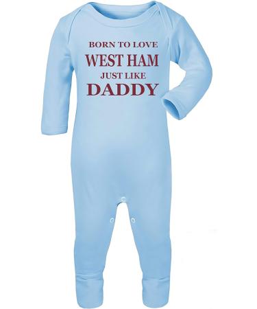 Born To Love West Ham Just Like Daddy Sleepsuit | 100% Fine Combed Cotton | UK Designed & Printed | 0-3 Months Blue - Buy Online on SooperMarket.com