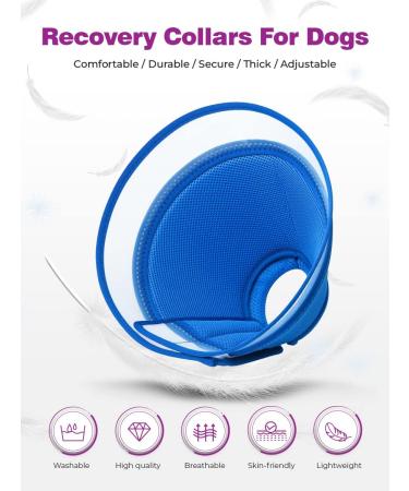 YUNXANIW XL BLUE Dog & Cat Recovery Cone Collar | Soft Elizabethan Collar for Surgery | Adjustable Breathable Mesh Recovery Collar for After Surgery - Buy Online on SooperMarket.com