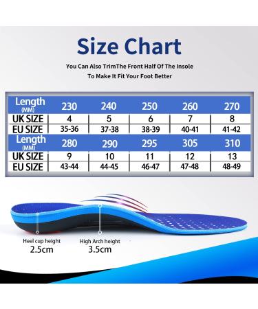 TOPSOLE Orthotic Insoles - Plantar Fasciitis Arch Support for Men and Women - UK-7-26cm Blue Color - Buy Online on SooperMarket.com