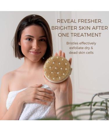 Massaging Dry Brushing Body Brush + Compressed Facial Sponges Set for Softer, Clearer, More Beautiful Skin Naturally - Buy Online on SooperMarket.com