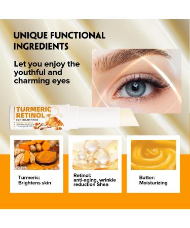 Turmeric Retinol Eye Stick - Hydrating Eye Balm for Dark Circles Wrinkles & Puffiness | Anti-Aging Eye Cream with Visible Results in 3-4 Weeks - Buy Online on SooperMarket.com
