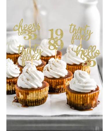 24Pcs Glitter 35th Birthday Cupcake Toppers Hello 35th Birthday Cake Topper- 35th Birthday Decorations for Celebrating Thirty-Five Years Old Birthday Party (Gold) - Buy Online on SooperMarket.com