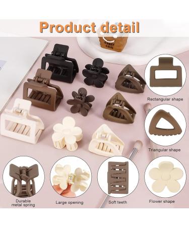 Heyu-Lotus 9 PCs Small Hair Claw Clips Set for Women - Matte Nonslip Square Flower Triangular Mini Clips for Thick, Fine, Medium, and Thin Hair - 2 Inch - Mixed Colors - Buy Online on SooperMarket.com