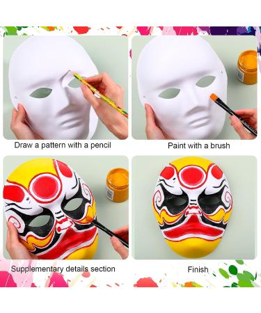 Aoriher 50 Pcs Paper Mache Full Face Masks for DIY Crafts - White Blank Masks for Men, Ideal for Mardi Gras, Masquerade, Art and Cosplay - Buy Online on SooperMarket.com