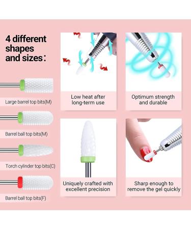 MelodySusie 4-Pack Ceramic Nail Drill Bits Set - 332 Professional Acrylic File for Manicure & Pedicure - Buy Online on SooperMarket.com