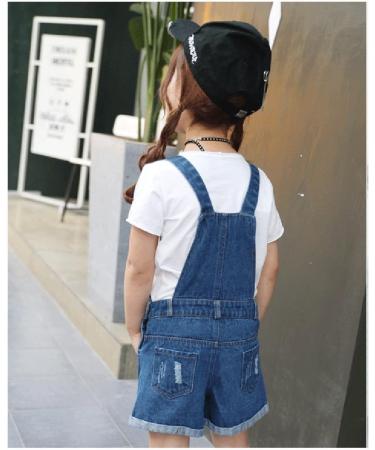 KidsCool Space Girls' Big Ripped Denim Shortalls 6-7 Years Blue-2034 - Buy Online on SooperMarket.com
