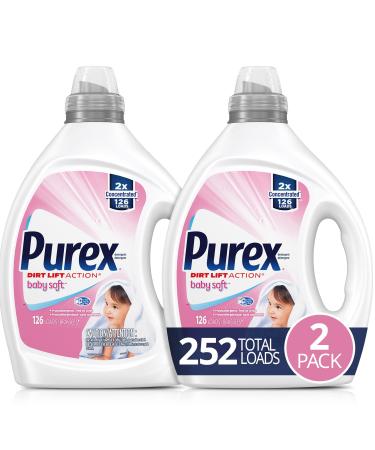 Purex Liquid Baby Laundry Detergent Baby Soft Scent 2X Concentrated 2 Pack 252 Total Loads 1 Count (Pack of 2)