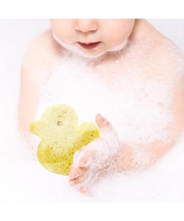 Visiblurry Bath Sponge for Kids | Soft Wood Pulp Sponge Body Wash Scrubber | Shower Sponge Dead Skin Remover Cute Shower Brush Bath Supplies for Toddler Kids Baby Yellow - Buy Online on SooperMarket.com