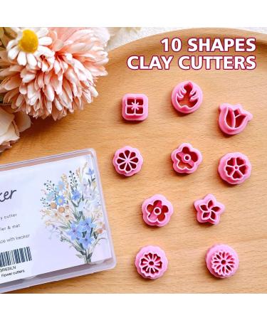 Keoker Floral Clay Earrings Cutters - 10 Shapes for Jewelry Making | Spring Clay Cutters for Earrings | Ideal for Polymer Clay Earring Lovers - Buy Online on SooperMarket.com