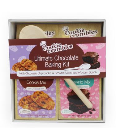 Cookie Crumbles - Ultimate Chocolate Baking Kit Includes Chewy Chocolate Chunk Cookie And Awesome Wholesome Brownie With a Wooden Spoon Ideal Indulgent Chocolate Gift For Chocolate Lovers 358g