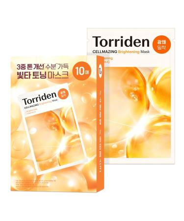 Torriden CELLMAZING Vita C Sheet Mask (10 sheets) - Facial Mask to improve overall skin tone and complextion Provide a lasting radiance
