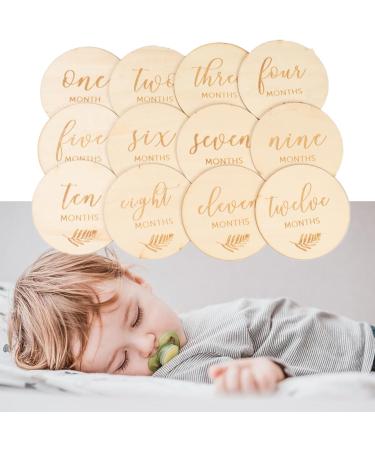 Joy Depot 12-Piece Baby Monthly Wooden Cards and Discs Set for Newborns | Double-Sided Milestone Photo Props | Baby Shower Gift | 0-12 Months Growth Recording - Buy Online on SooperMarket.com